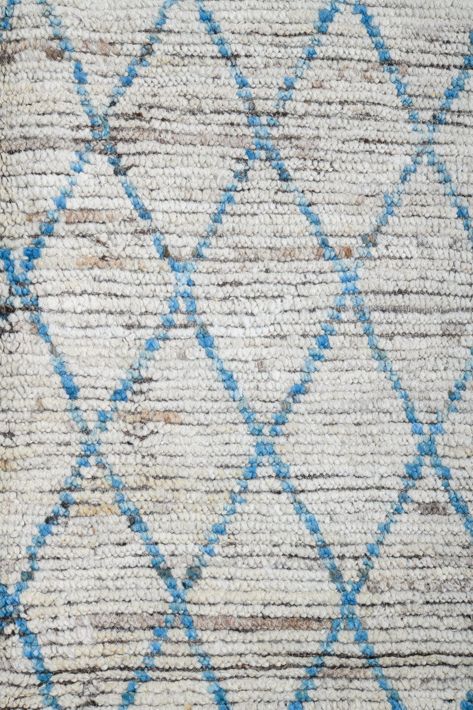 3' x 11' one-of-a-kind handmade vintage Tulu runner rug. Color palette: ivory, sky blue, taupe, gray, light blue, beige