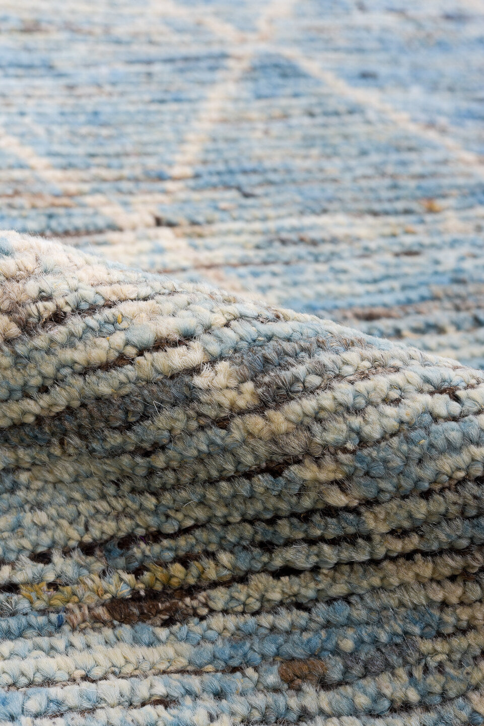 2' x 9' one-of-a-kind handmade vintage Tulu runner rug. Color palette: black, blue, charcoal, dark gray, dim gray, gray