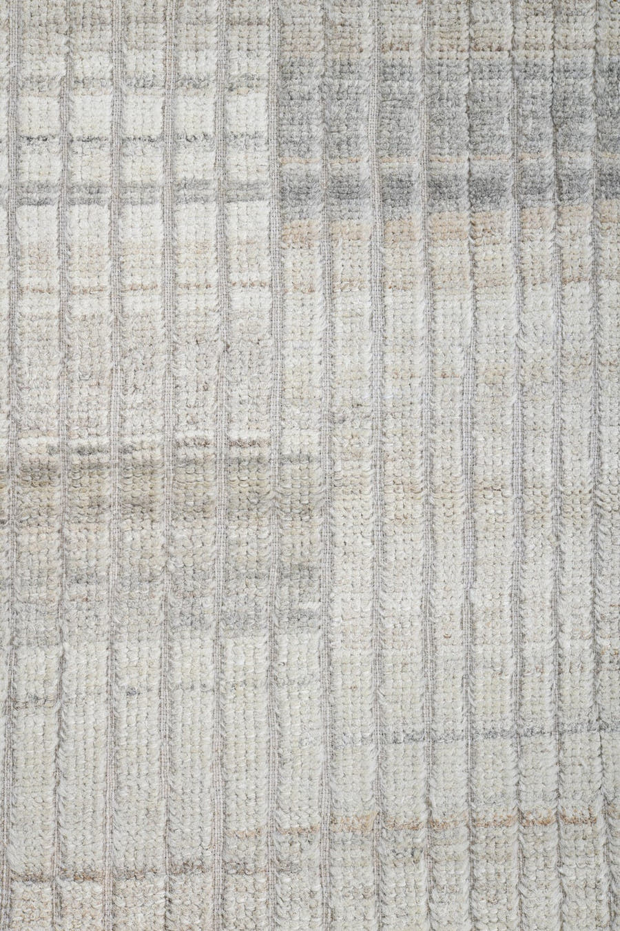2' x 9' one-of-a-kind handmade vintage Tulu runner rug. Color palette: ivory, cream, light gray, taupe, beige, gray
