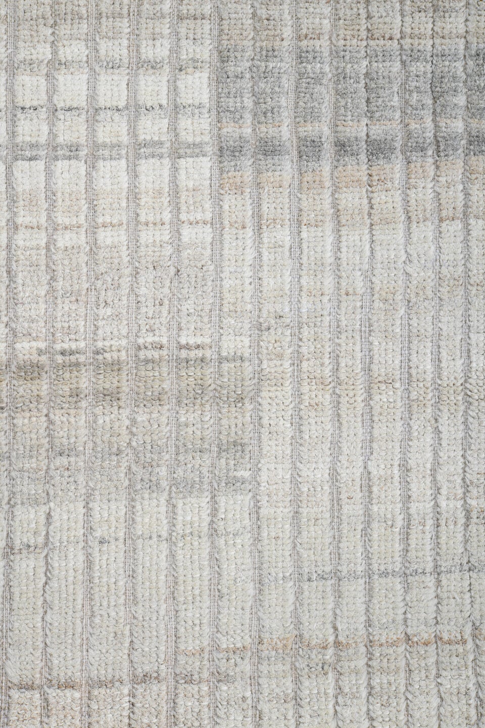 2' x 9' one-of-a-kind handmade vintage Tulu runner rug. Color palette: ivory, cream, light gray, taupe, beige, gray