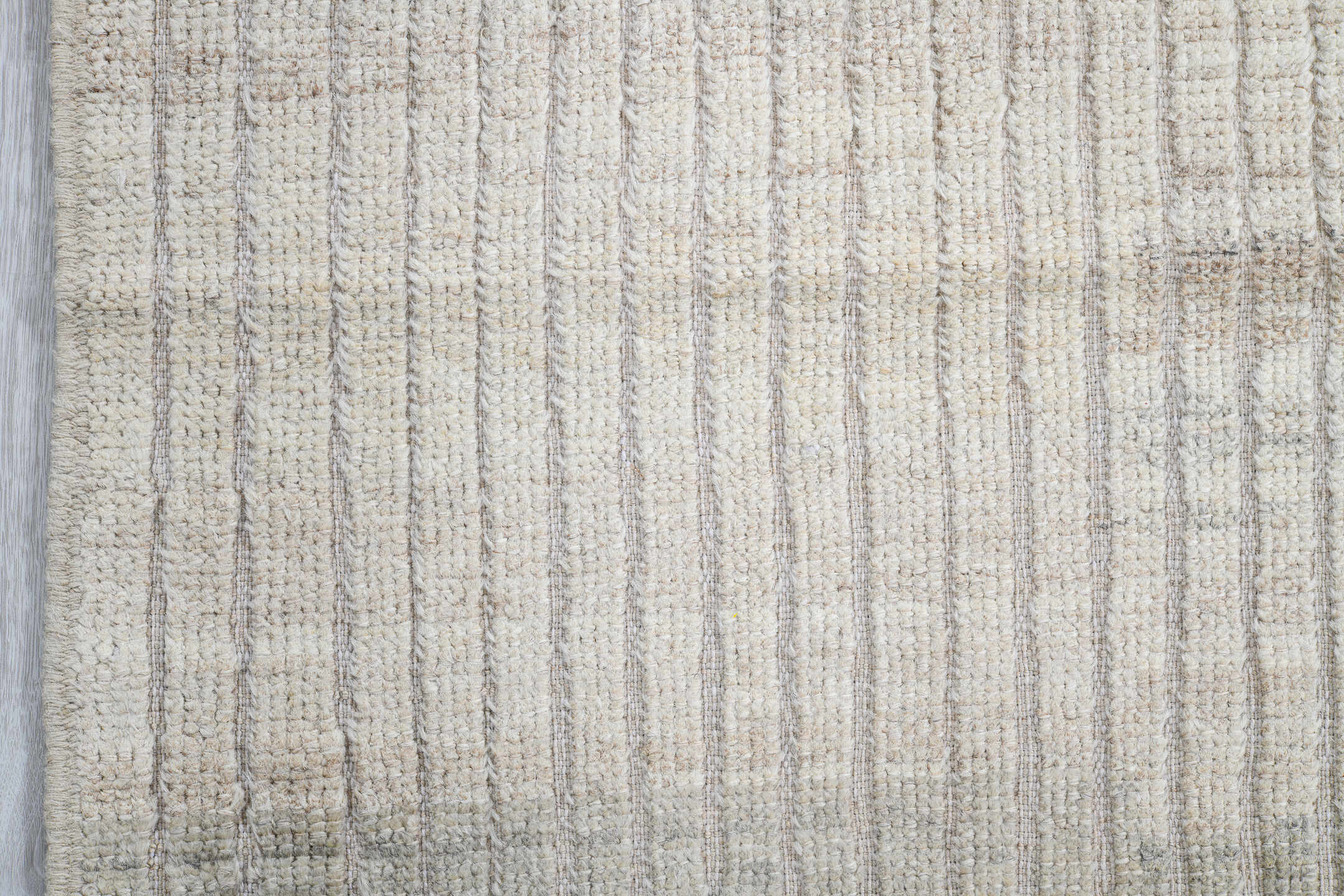 2' x 9' one-of-a-kind handmade vintage Tulu runner rug. Color palette: ivory, cream, light gray, taupe, beige, gray
