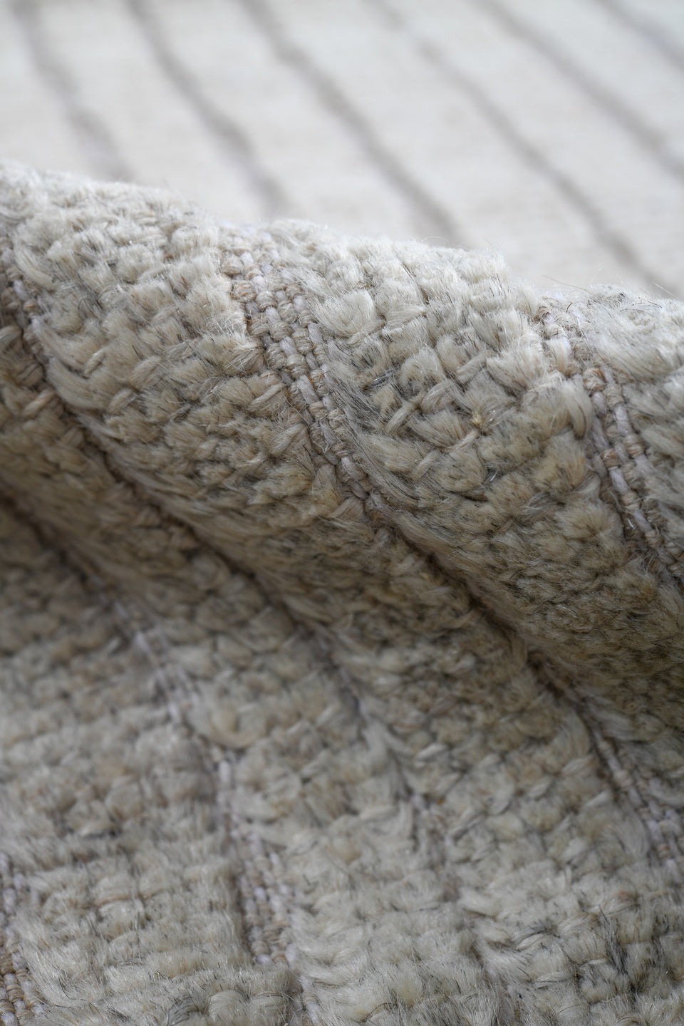 2' x 9' one-of-a-kind handmade vintage Tulu runner rug. Color palette: ivory, cream, light gray, taupe, beige, gray