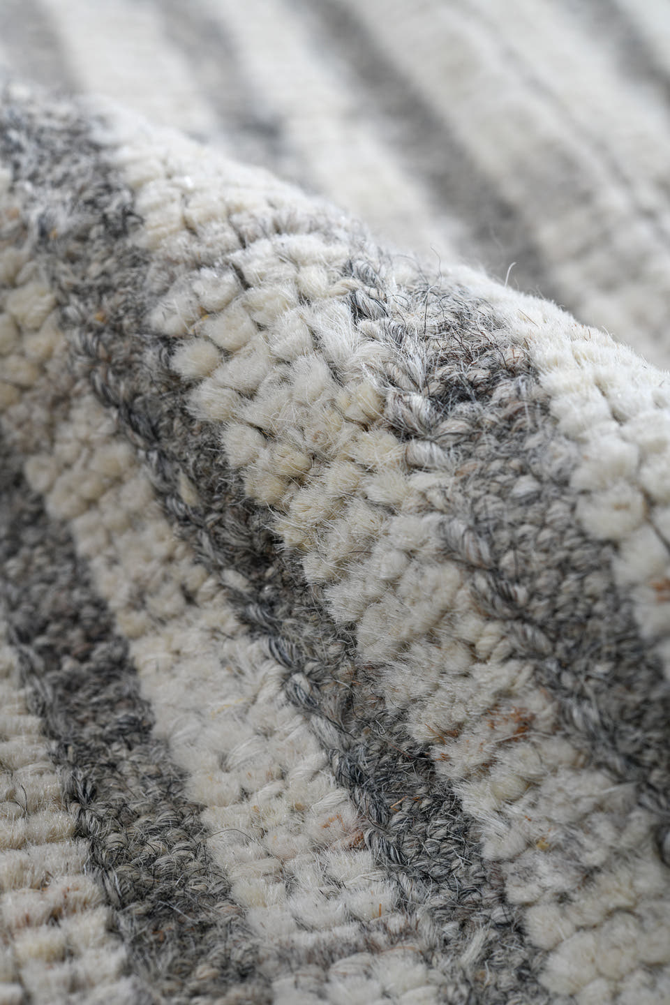2' x 10' one-of-a-kind handmade vintage Tulu runner rug. Color palette: ivory, gray, taupe, cream, beige