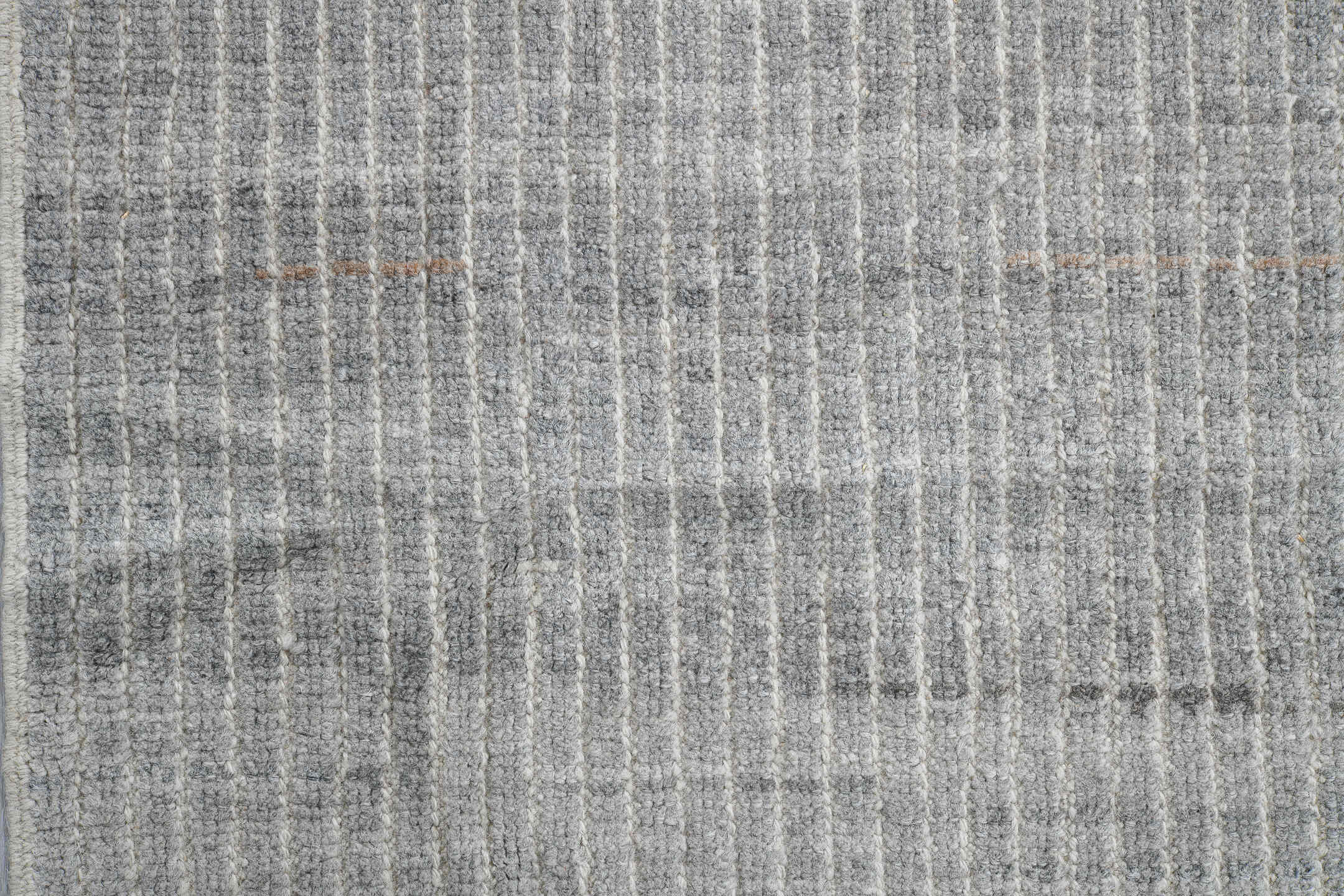 3' x 9' one-of-a-kind handmade vintage Kilim runner rug. Color palette: gray, ivory, slate, cream
