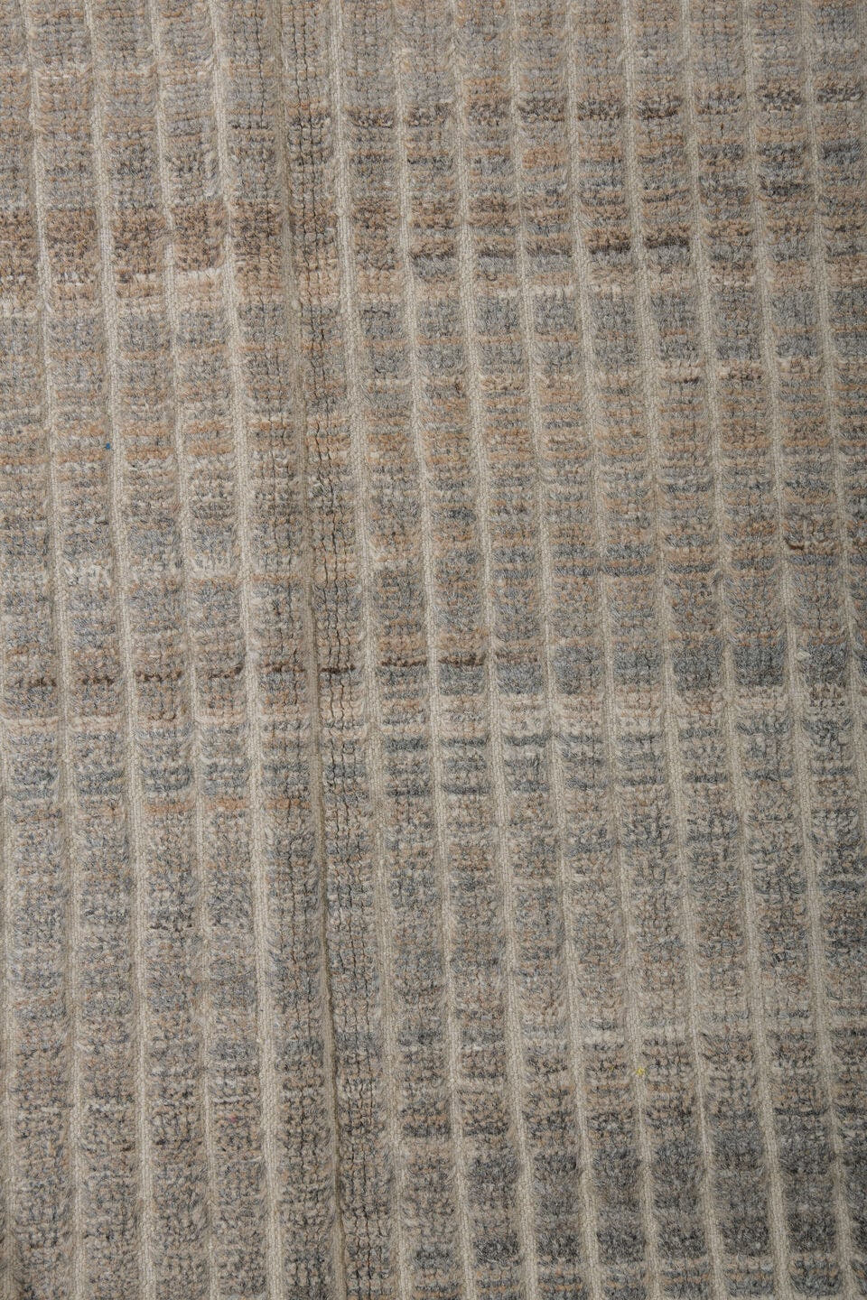 3' x 9' one-of-a-kind handmade vintage Tulu runner rug. Color palette: ivory, gray, taupe, charcoal, cream, beige, black
