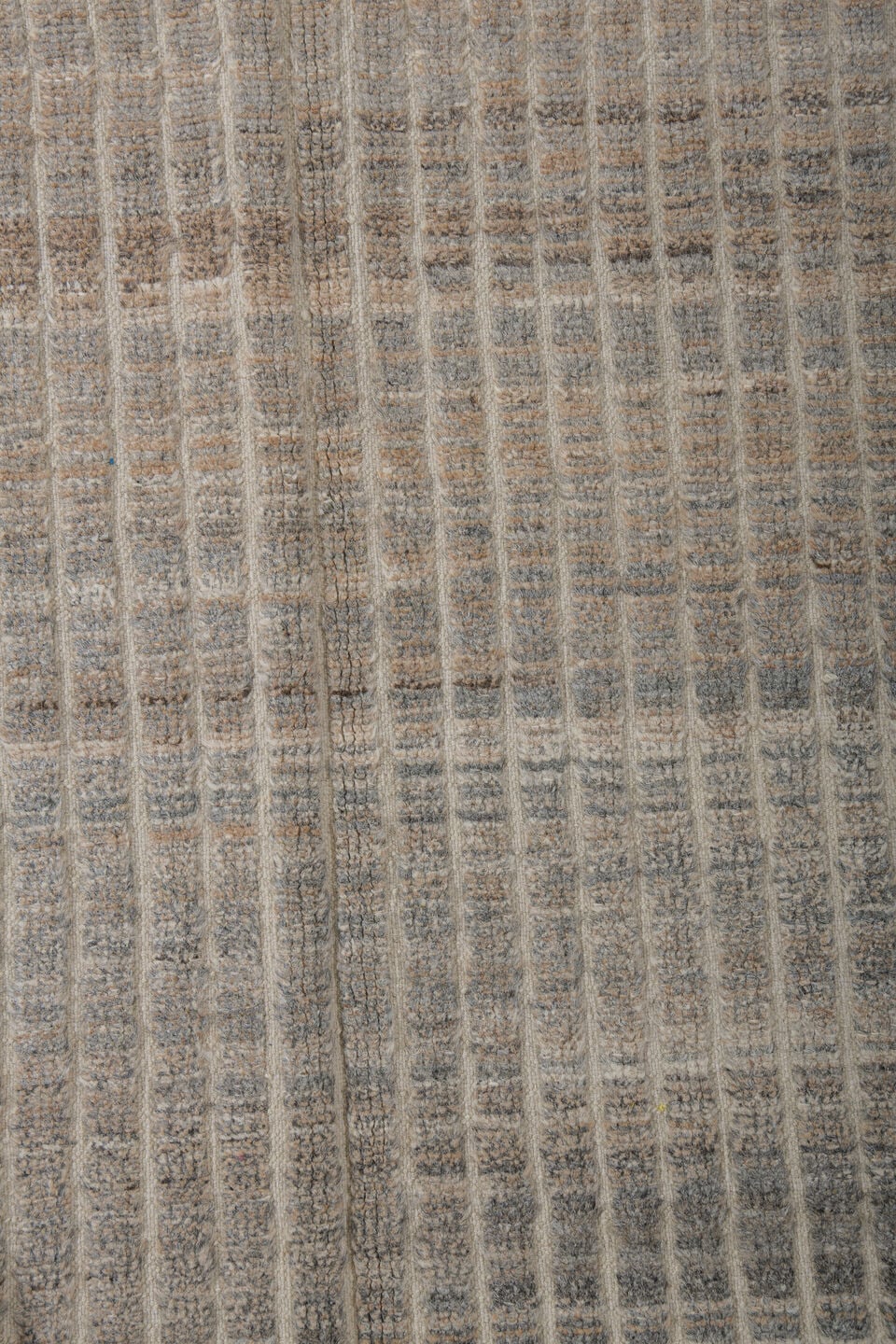 3' x 9' one-of-a-kind handmade vintage Tulu runner rug. Color palette: ivory, gray, taupe, charcoal, cream, beige, black