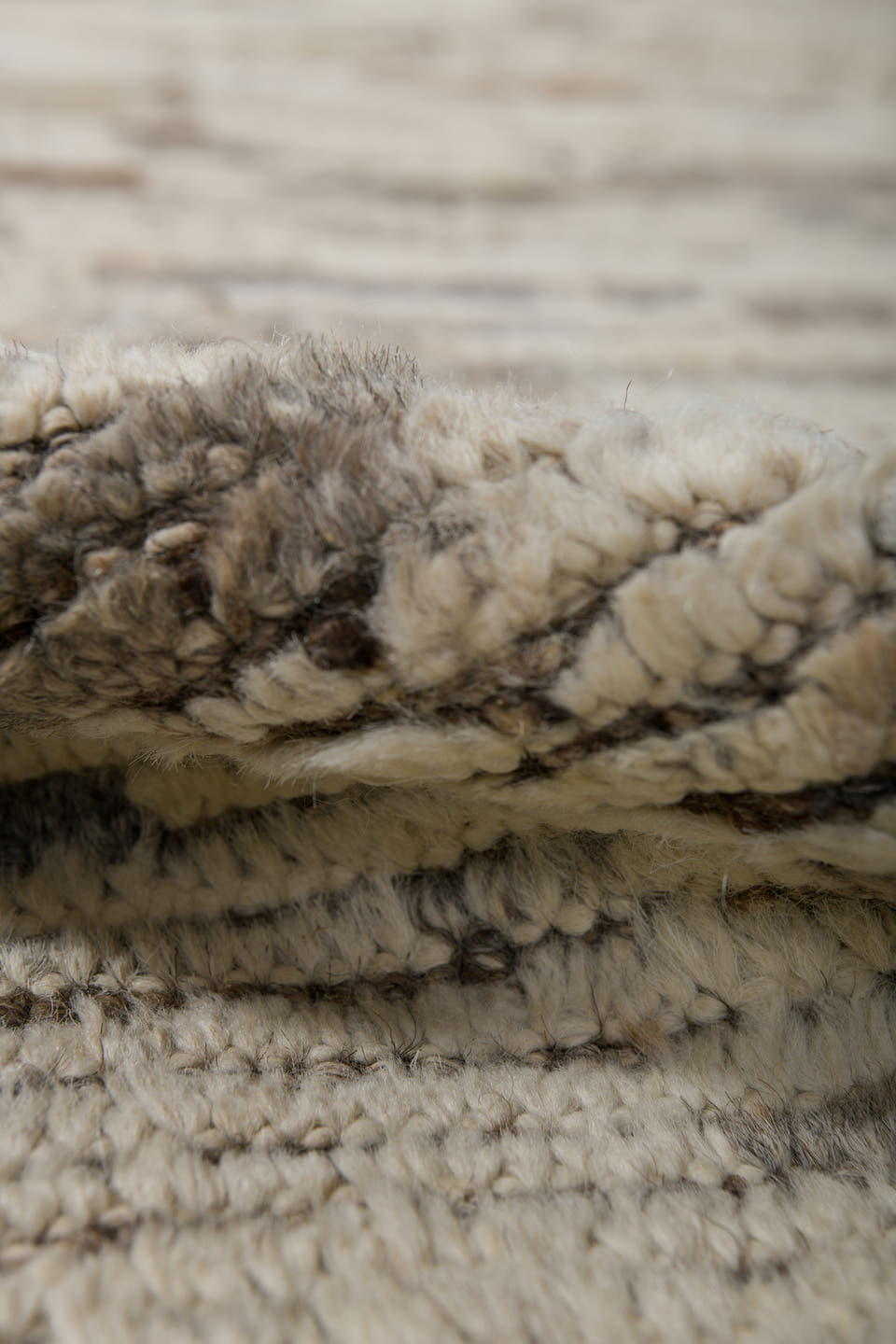 2' x 9' one-of-a-kind handmade vintage Tulu runner rug. Color palette: ivory, taupe, charcoal, brown, cream, gray, beige