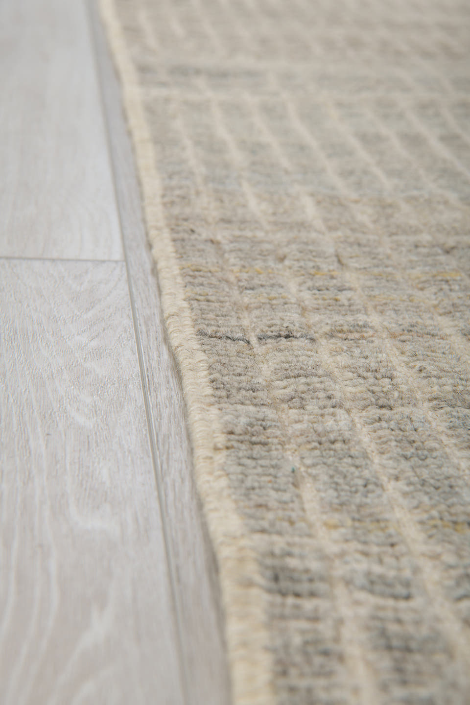 3' x 9' one-of-a-kind handmade vintage Tulu runner rug. Color palette: ivory, taupe, gray, cream, beige