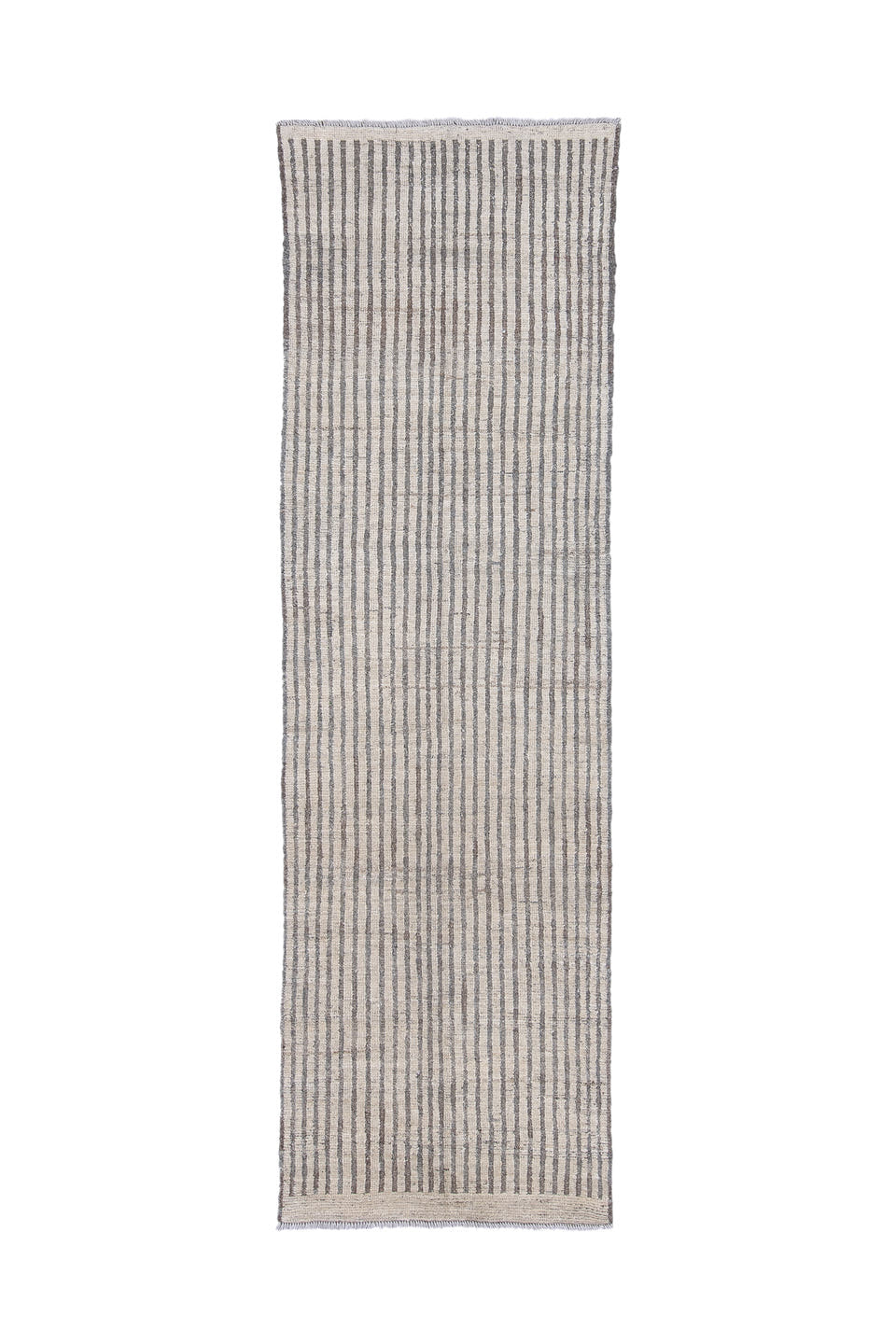3' x 10' one-of-a-kind handmade vintage Tulu runner rug. Color palette: ivory, charcoal, taupe, gray, black, beige