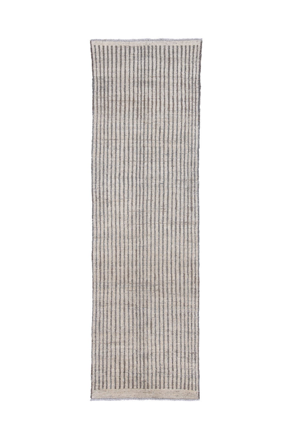 3' x 10' one-of-a-kind handmade vintage Tulu runner rug. Color palette: ivory, charcoal, taupe, gray, black, beige