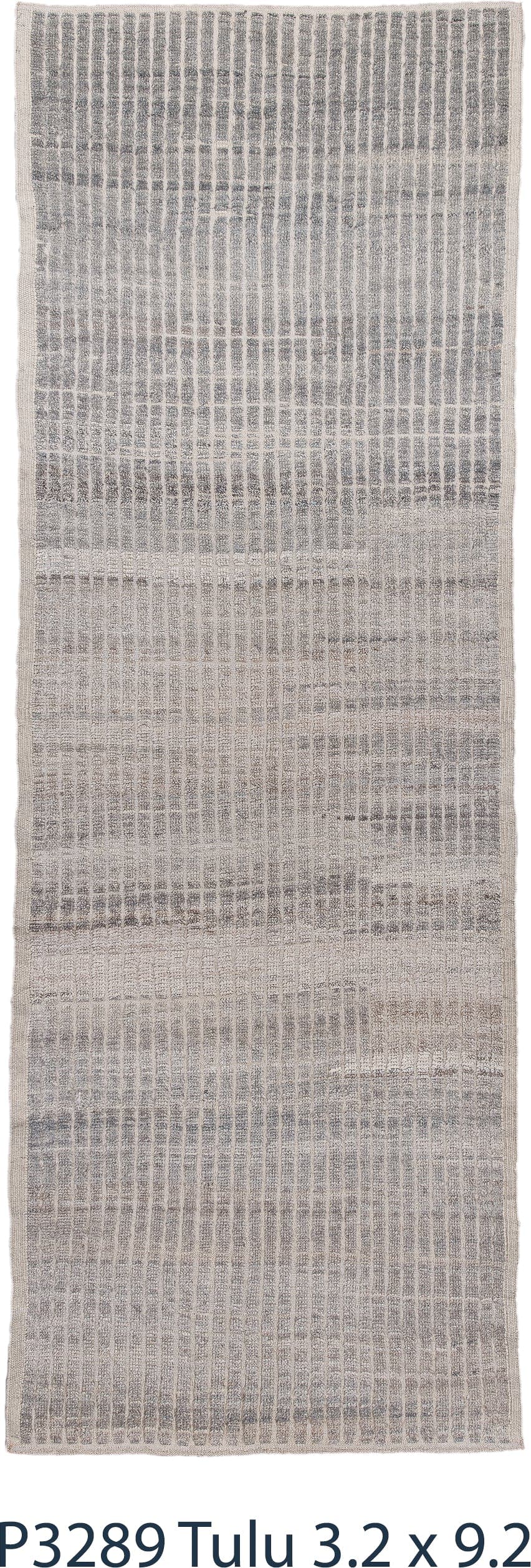 3' x 9' one-of-a-kind handmade vintage Tulu runner rug. Color palette: ivory, gray, taupe, charcoal, beige, black