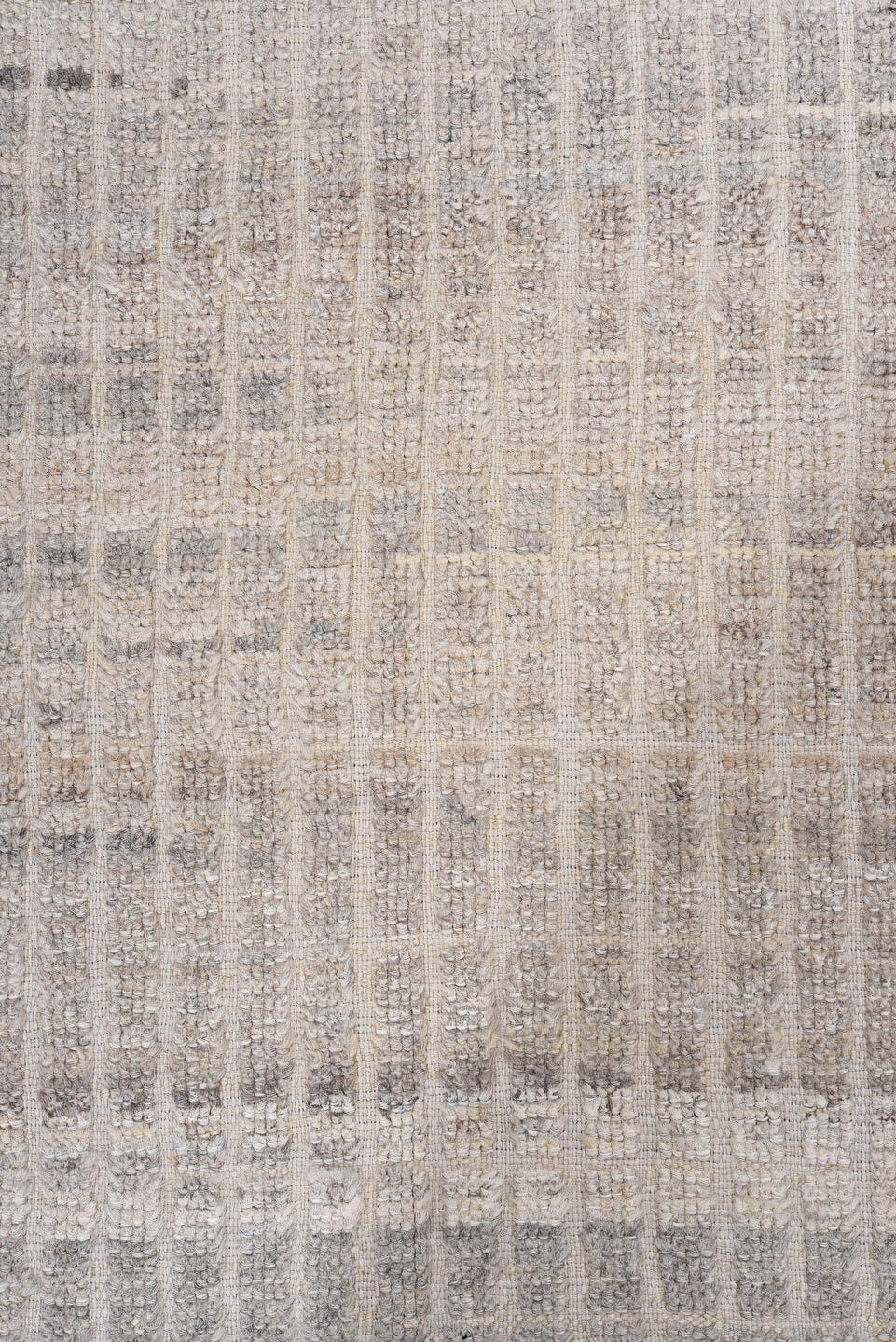 3' x 9' one-of-a-kind handmade vintage Tulu runner rug. Color palette: ivory, gray, taupe, charcoal, beige, black