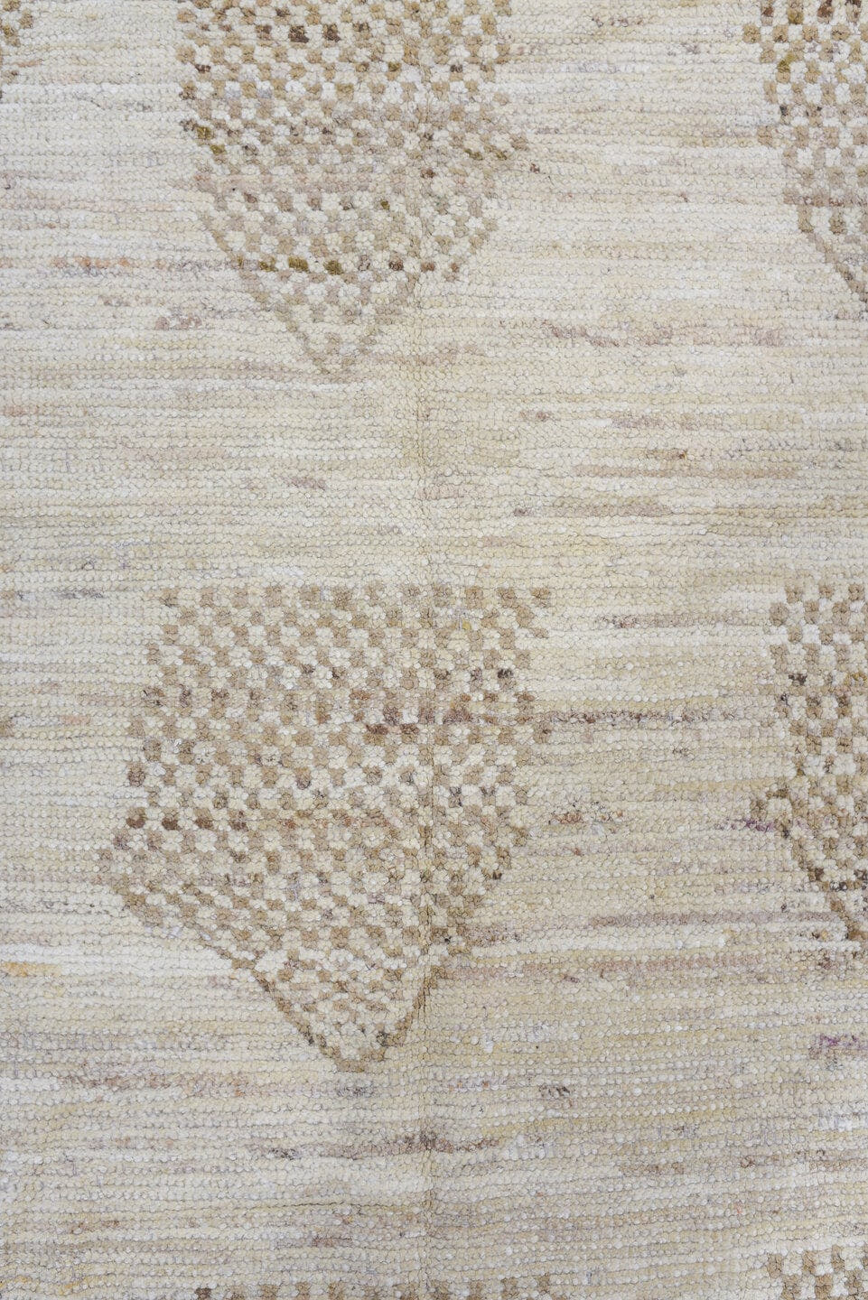 3' x 10' one-of-a-kind handmade vintage Tulu runner rug. Color palette: ivory, taupe, beige, cream, gray