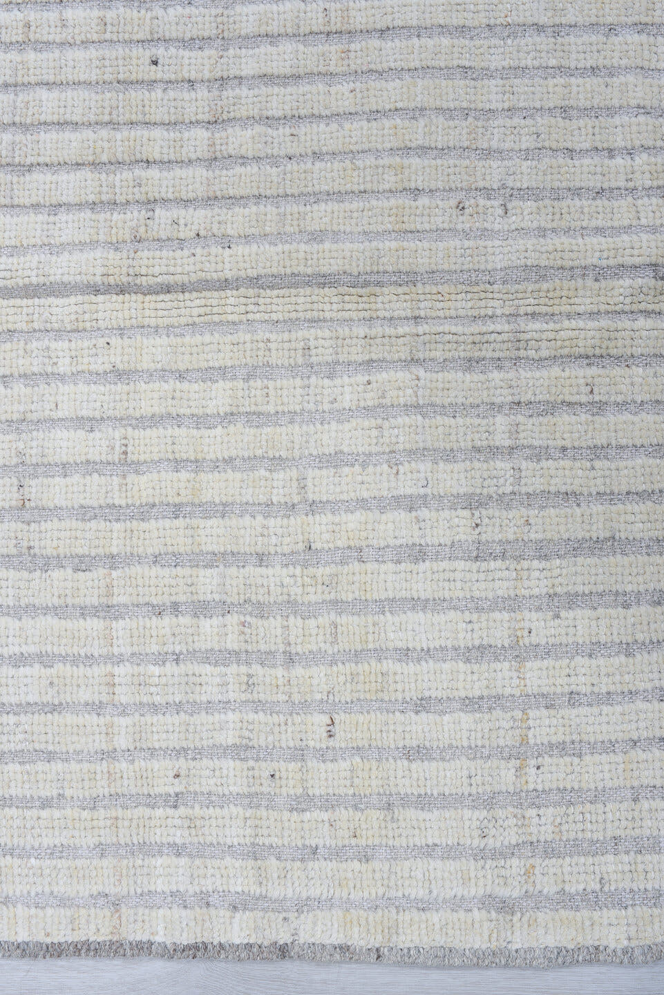 3' x 9' one-of-a-kind handmade vintage Tulu runner rug. Color palette: ivory, pale blue, light gray, light blue
