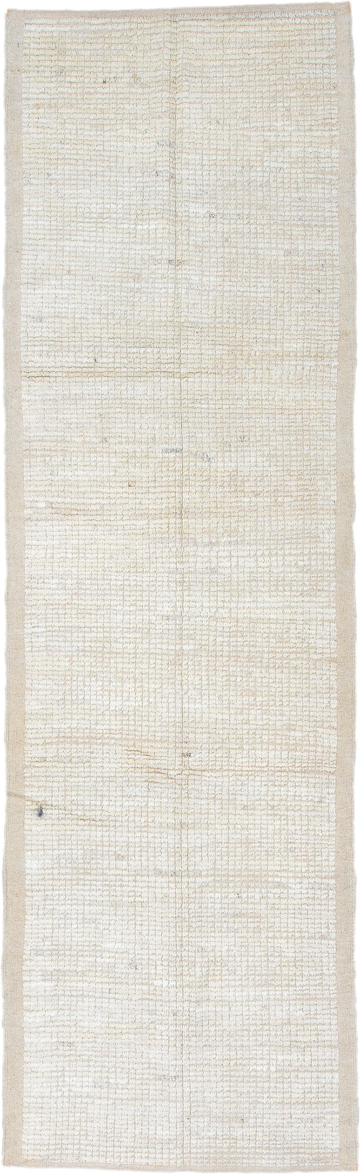 3' x 10' one-of-a-kind handmade vintage Tulu runner rug. Color palette: ivory, cream, beige, taupe, charcoal, gray, black