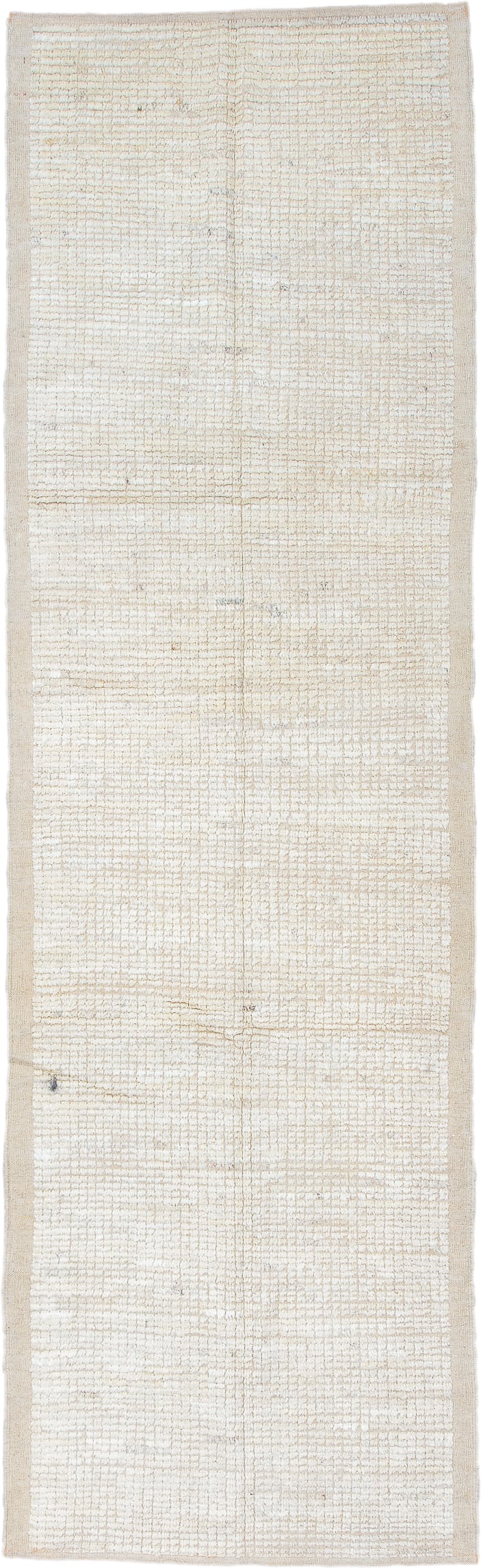 3' x 10' one-of-a-kind handmade vintage Tulu runner rug. Color palette: ivory, cream, beige, taupe, charcoal, gray, black