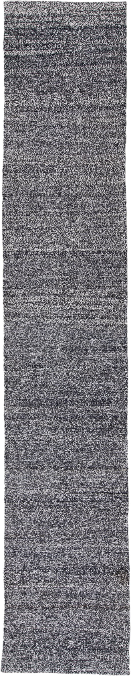 2' x 15' one-of-a-kind handmade vintage Kilim runner rug. Color palette: charcoal, ivory, slate, gray, black