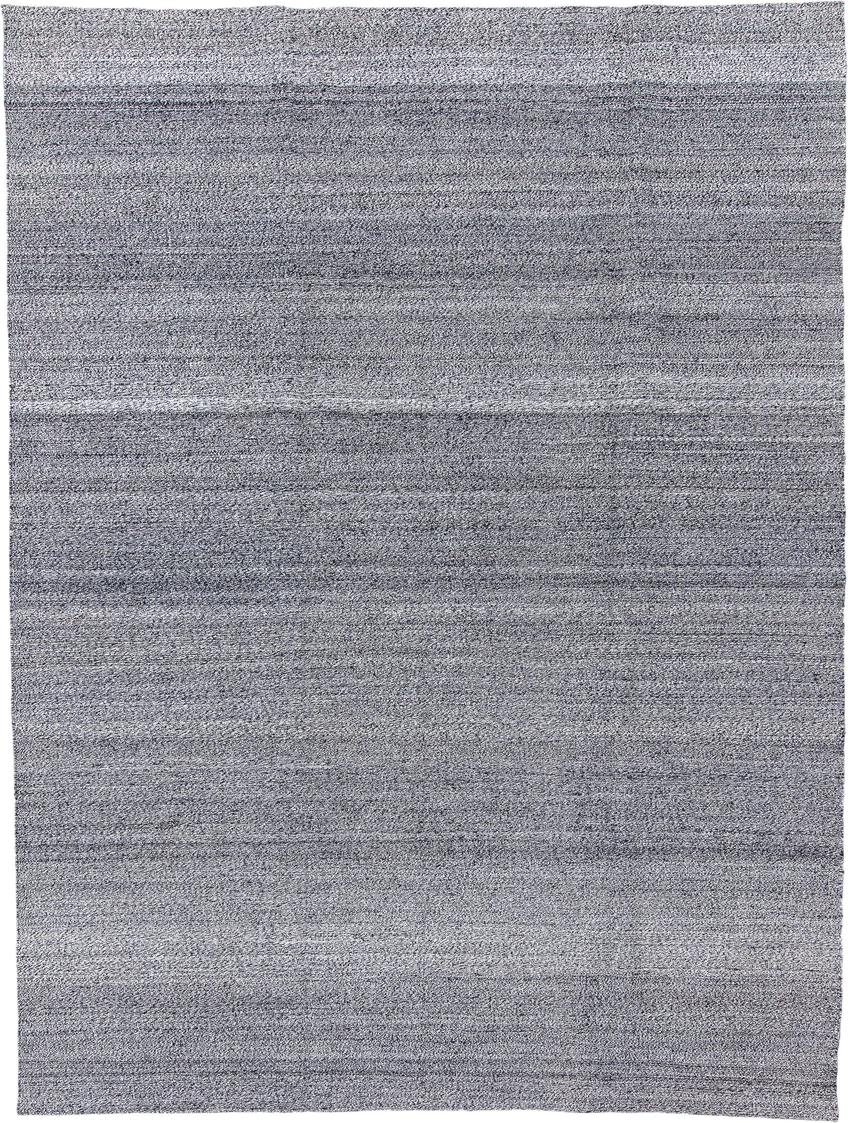 9' x 12' one-of-a-kind handmade vintage Tulu large size rug. Color palette: gray, charcoal, ivory, black