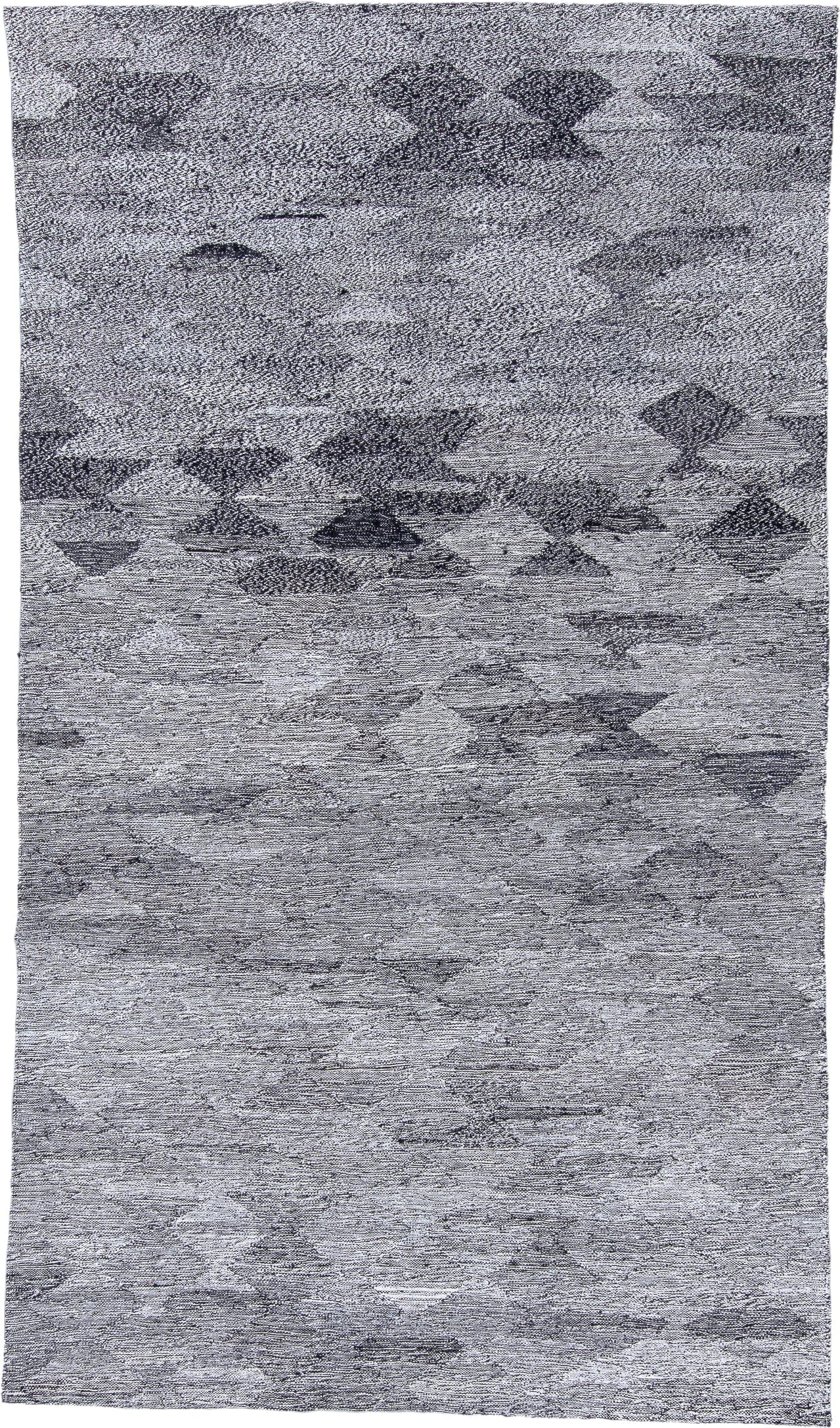 4' x 8' one-of-a-kind handmade vintage Kilim runner rug. Color palette: gray, charcoal, ivory, slate, black