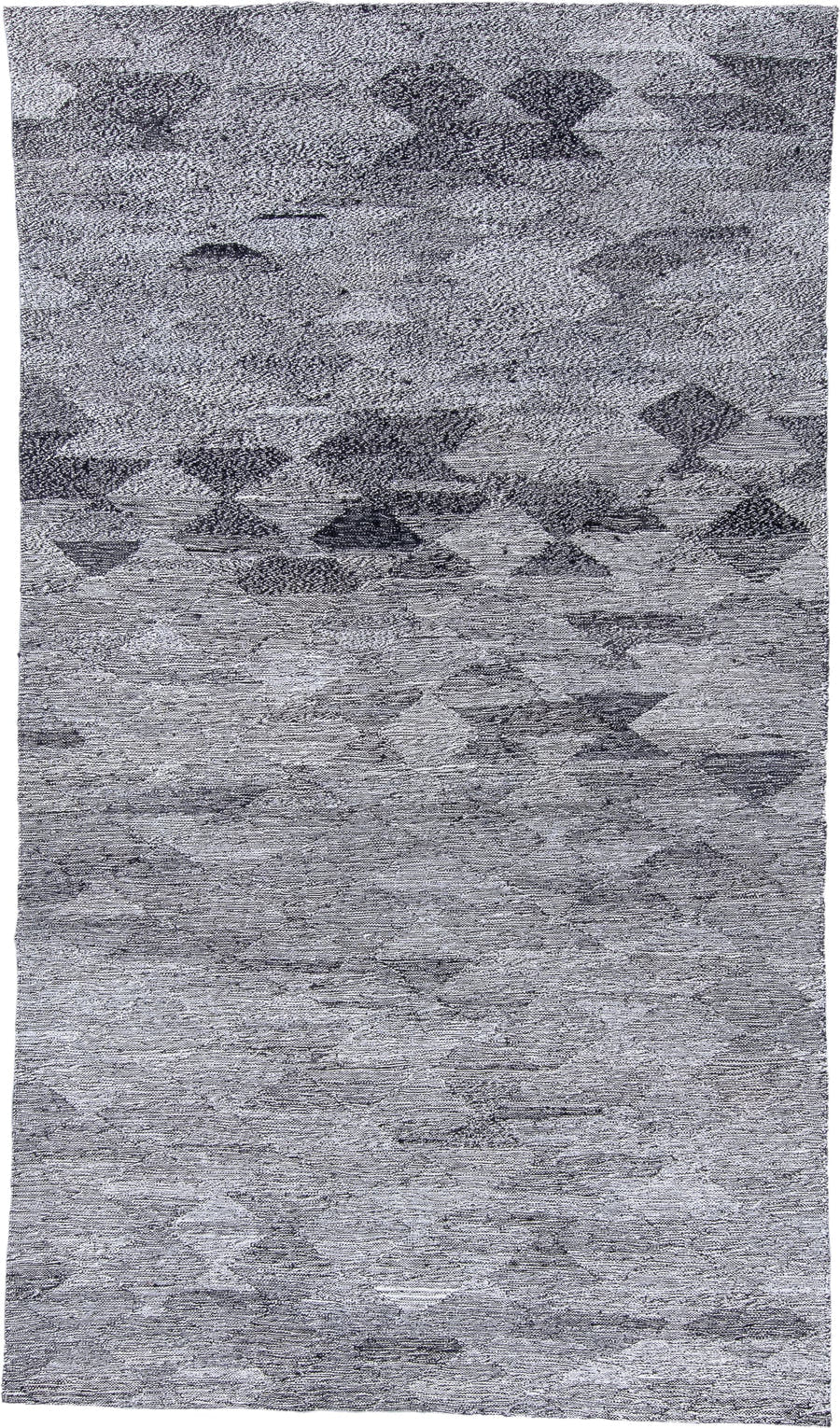 4' x 8' one-of-a-kind handmade vintage Kilim runner rug. Color palette: gray, charcoal, ivory, slate, black