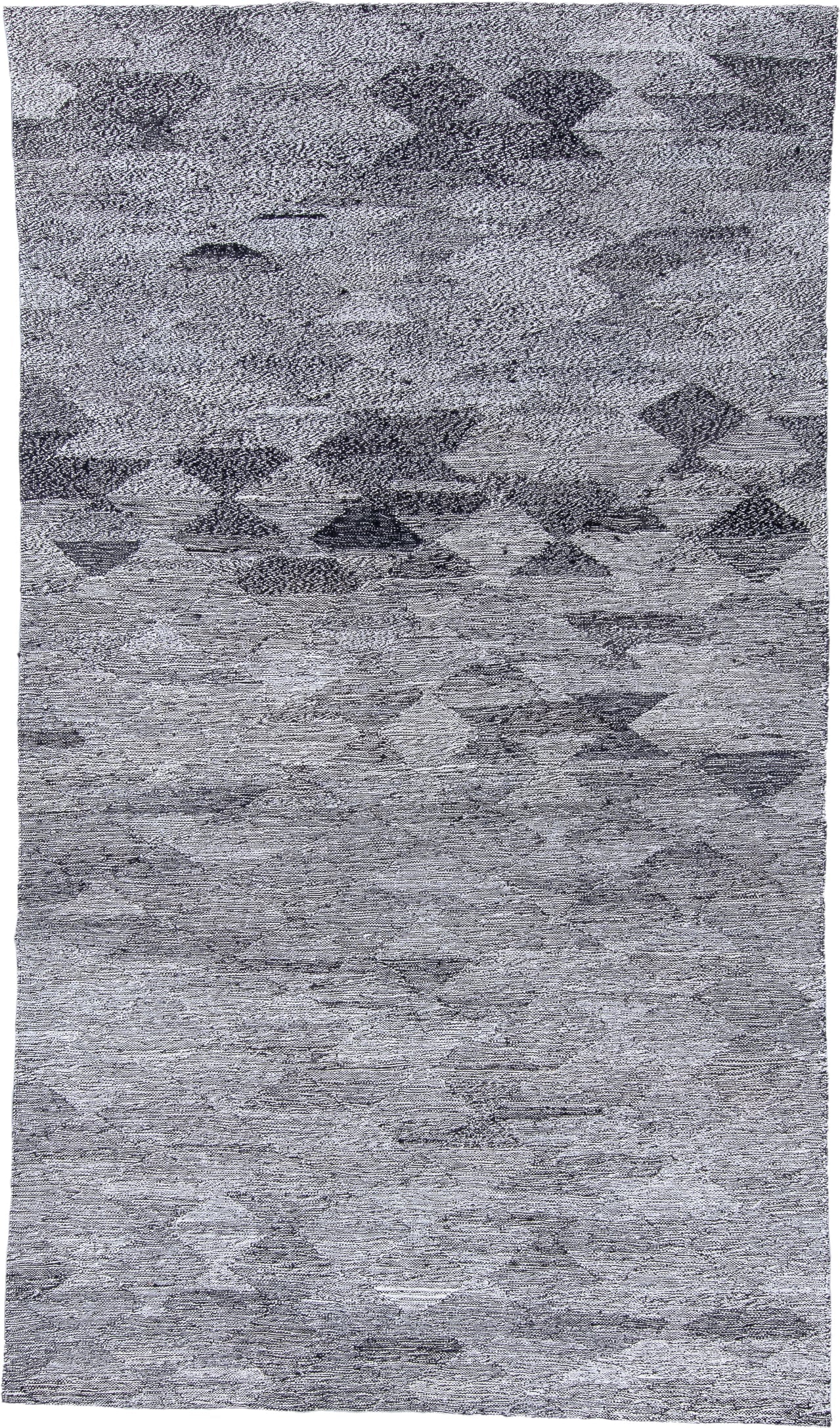 4' x 8' one-of-a-kind handmade vintage Kilim runner rug. Color palette: gray, charcoal, ivory, slate, black