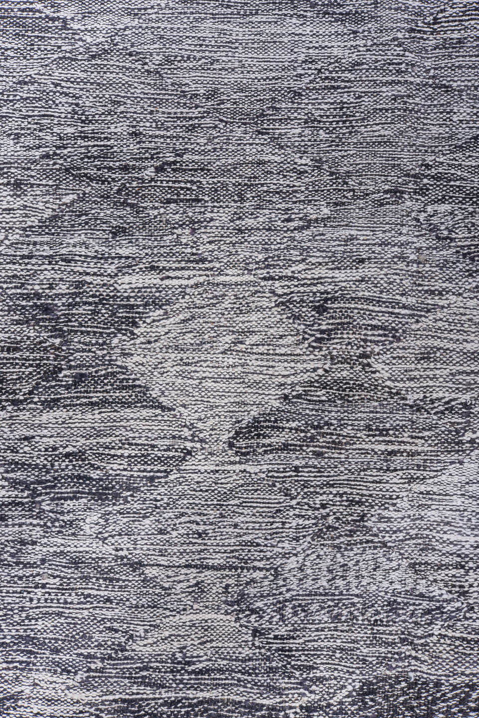 4' x 8' one-of-a-kind handmade vintage Kilim runner rug. Color palette: black, blue, dim gray, gainsboro, gray, light blue