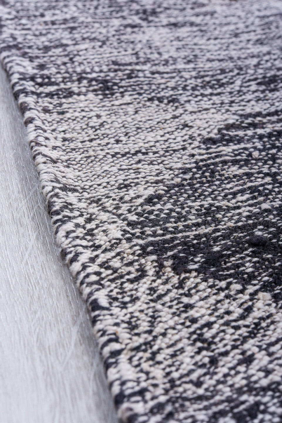 4' x 8' one-of-a-kind handmade vintage Kilim runner rug. Color palette: black, blue, dim gray, gainsboro, gray, light blue