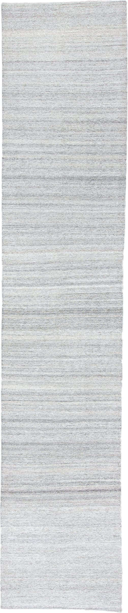 3' x 15' one-of-a-kind handmade vintage Kilim runner rug. Color palette: ivory, light gray, silver, taupe, gray, beige