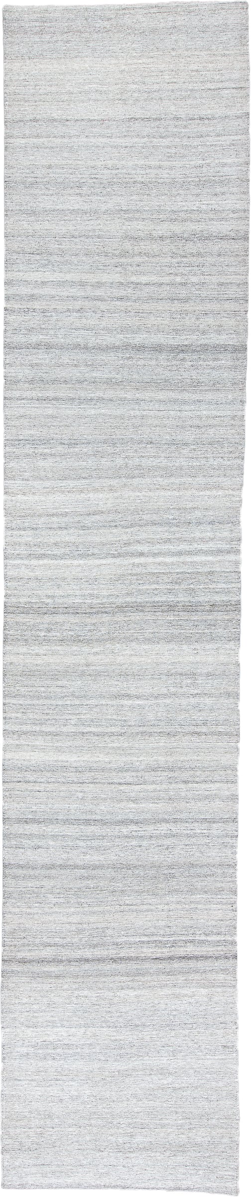 3' x 15' one-of-a-kind handmade vintage Kilim runner rug. Color palette: ivory, light gray, silver, taupe, gray, beige