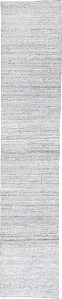 3' x 15' one-of-a-kind handmade vintage Kilim runner rug. Color palette: ivory, light gray, silver, taupe, gray, beige