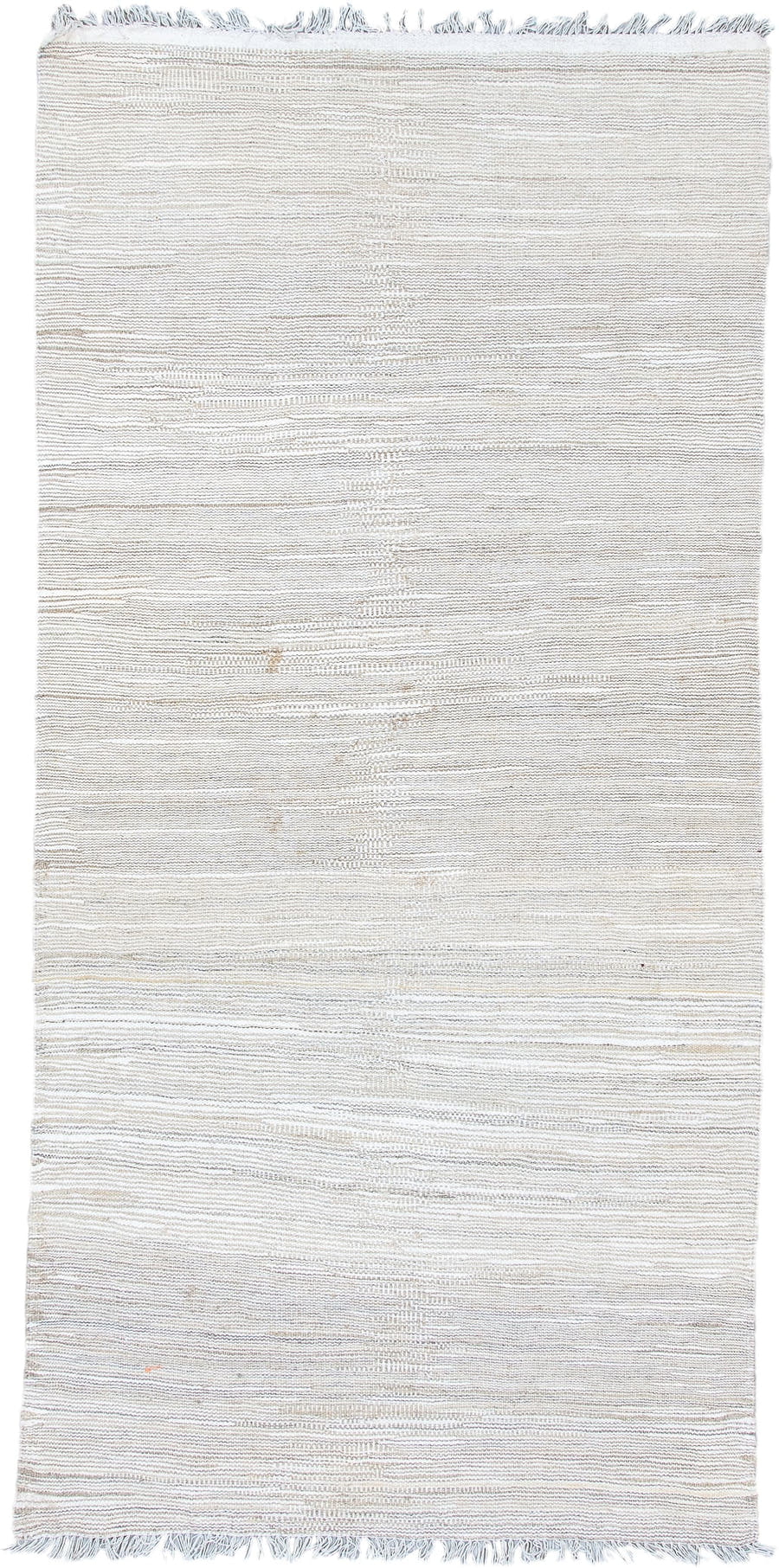 3' x 6' one-of-a-kind handmade vintage Kilim runner rug. Color palette: ivory, beige, cream, taupe, gray