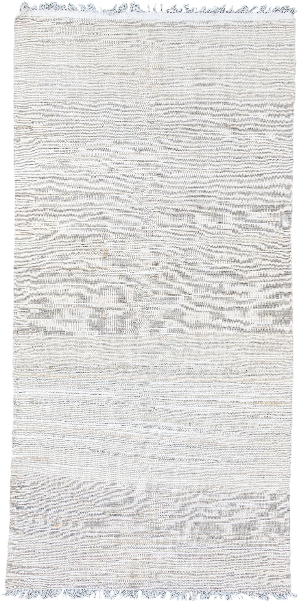 3' x 6' one-of-a-kind handmade vintage Kilim runner rug. Color palette: ivory, beige, cream, taupe, gray