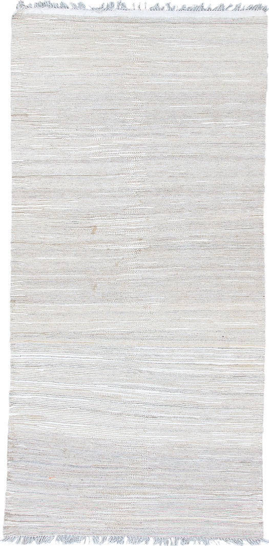 3' x 6' one-of-a-kind handmade vintage Kilim runner rug. Color palette: ivory, beige, cream, taupe, gray