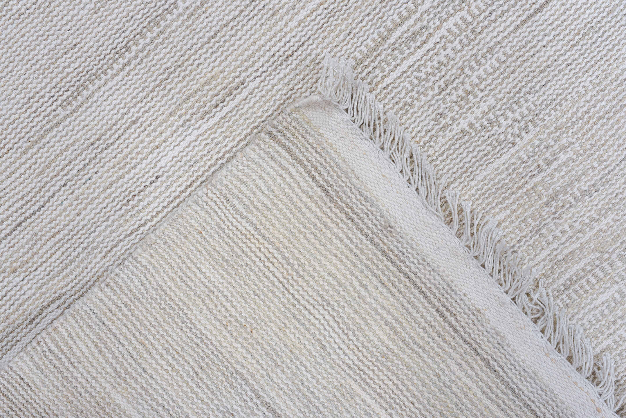 3' x 6' one-of-a-kind handmade vintage Kilim runner rug. Color palette: ivory, beige, cream, taupe, gray