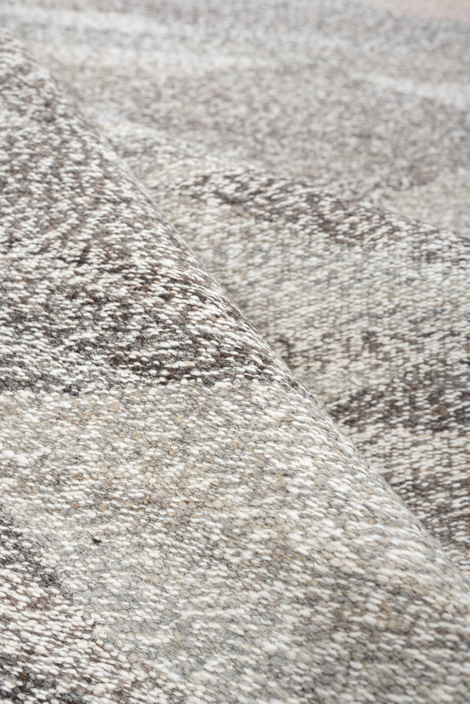 3' x 12' one-of-a-kind handmade vintage Tulu runner rug. Color palette: ivory, gray, taupe, blush, charcoal, cream, beige