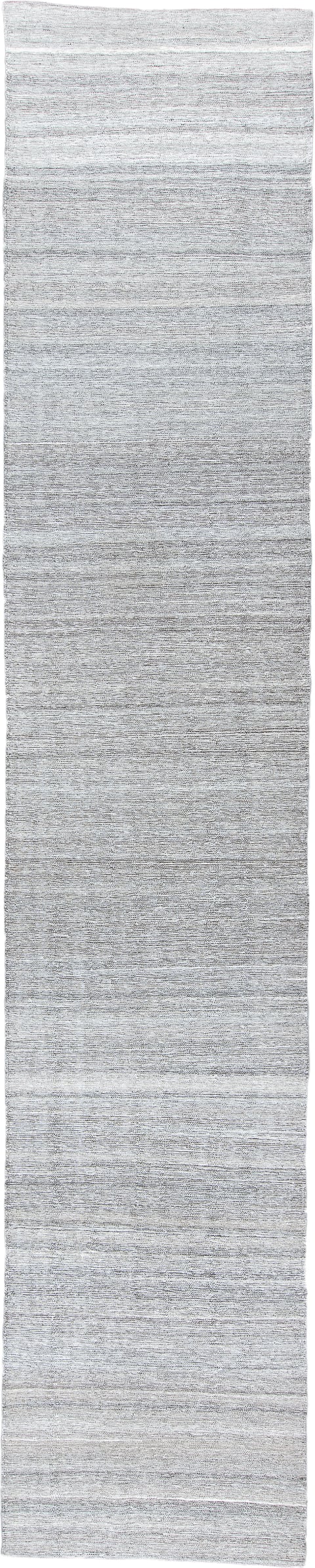 3' x 15' one-of-a-kind handmade vintage Tulu runner rug. Color palette: gray, ivory, taupe, silver, beige