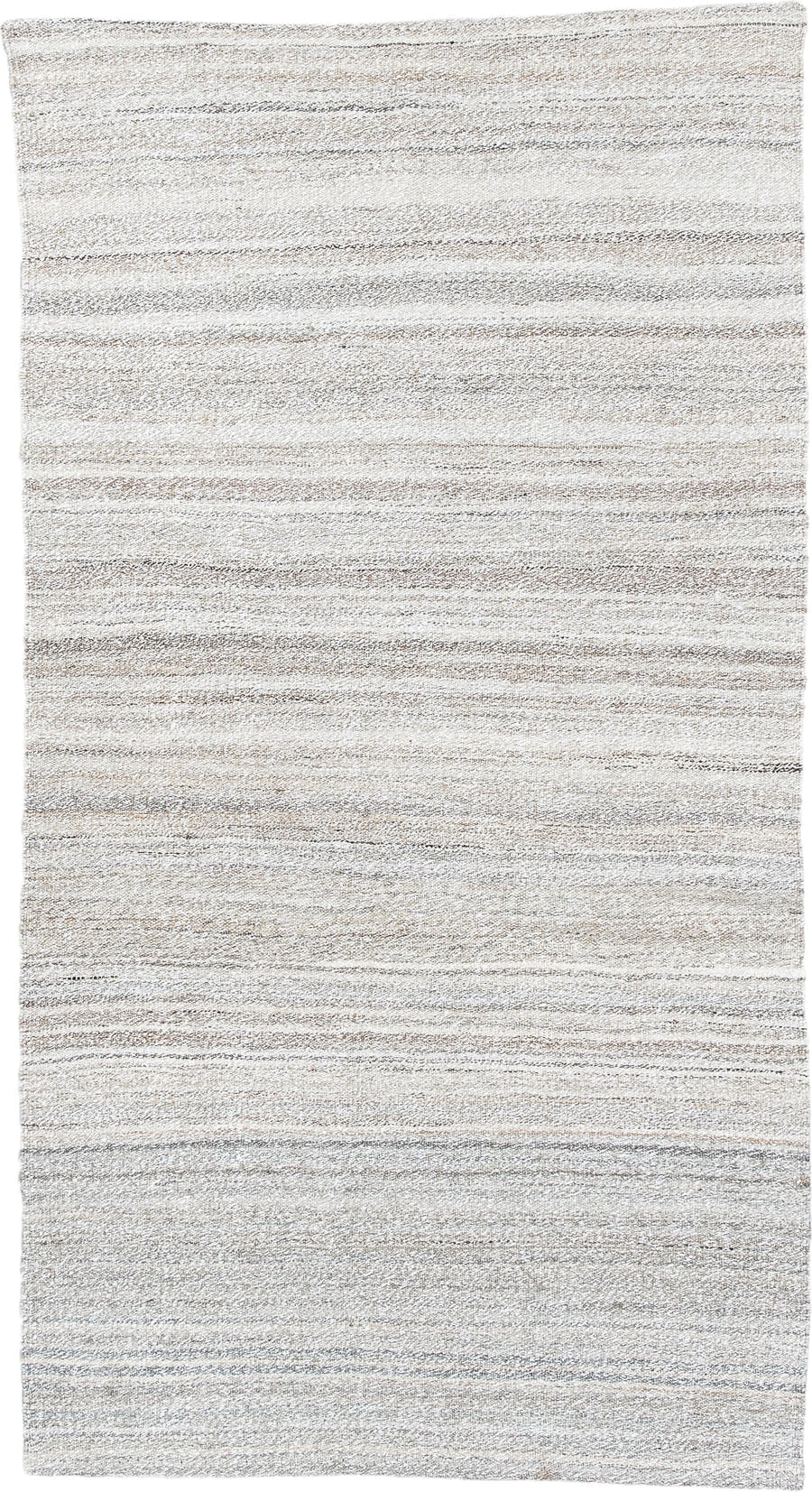 2' x 5' one-of-a-kind handmade vintage Kilim small size rug. Color palette: ivory, cream, taupe, light_gray, beige, gray