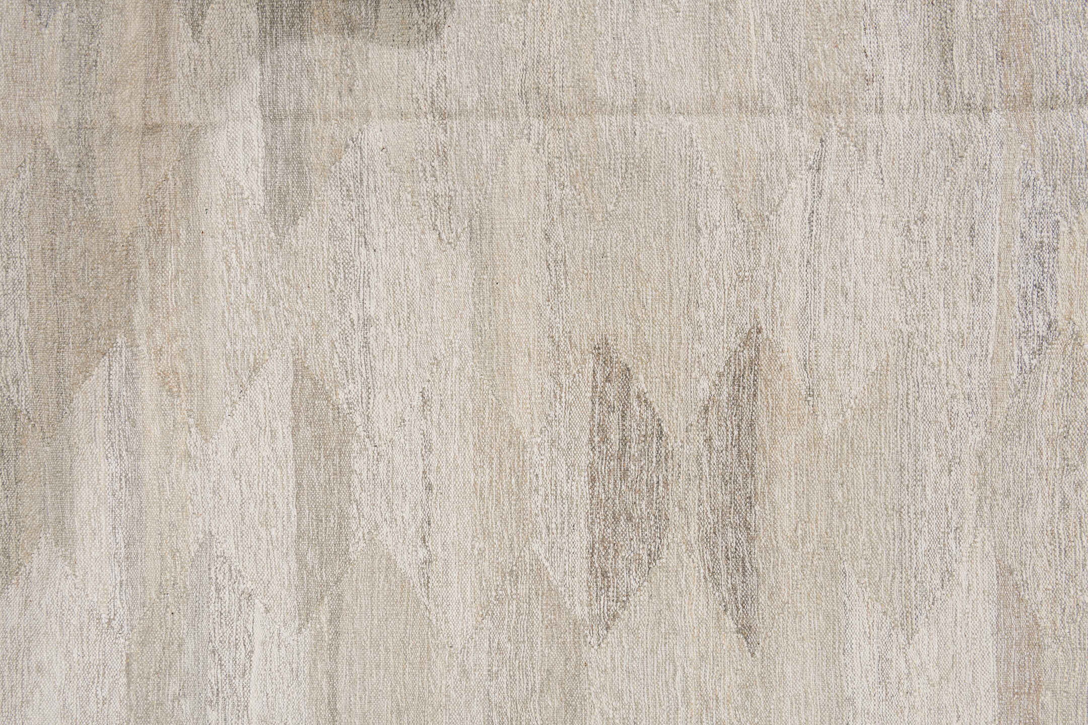 10' x 14' one-of-a-kind handmade vintage Tulu large size rug. Color palette: ivory, cream, taupe, light gray, beige, gray