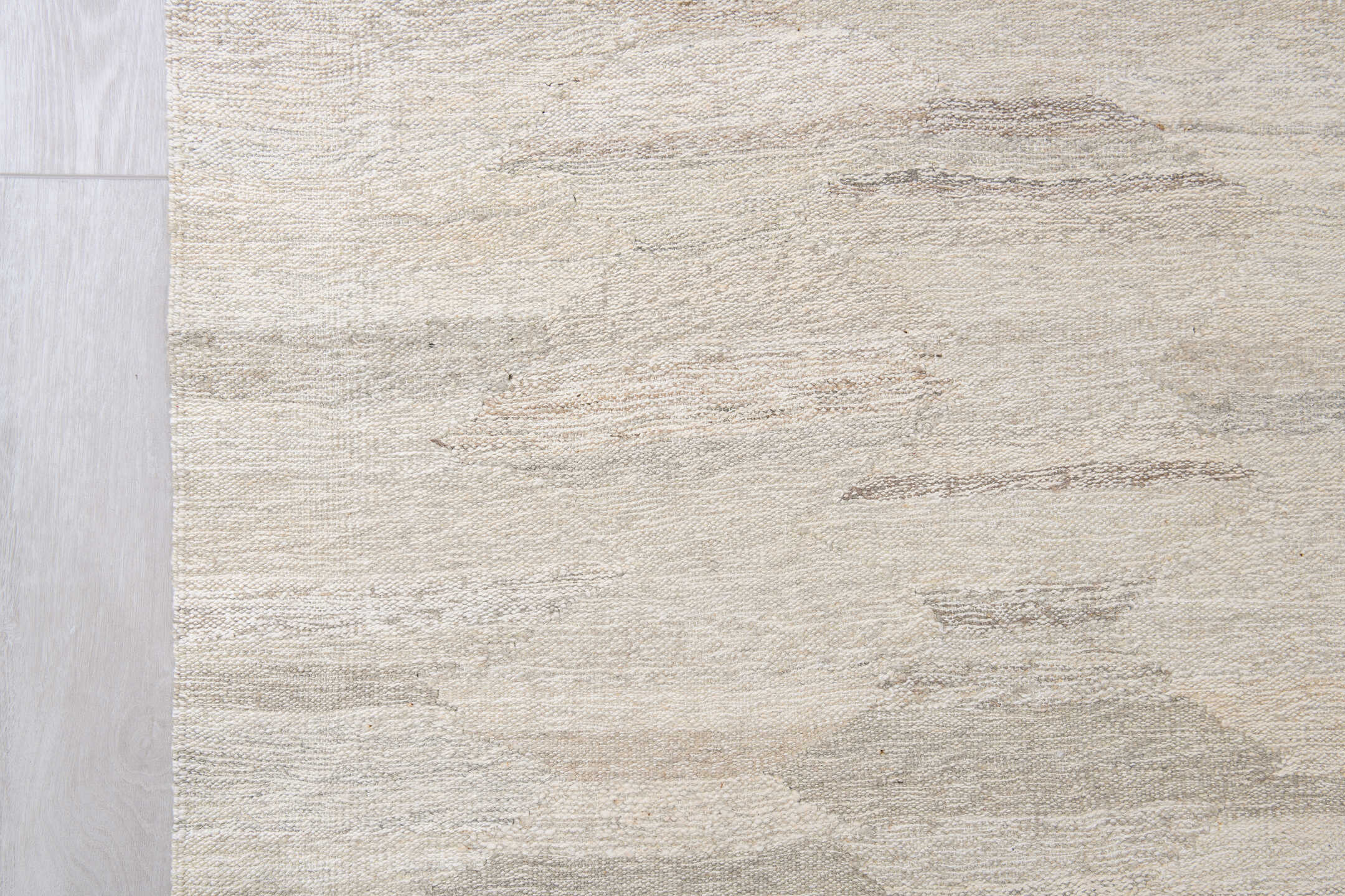 10' x 14' one-of-a-kind handmade vintage Tulu large size rug. Color palette: ivory, cream, taupe, light gray, beige, gray