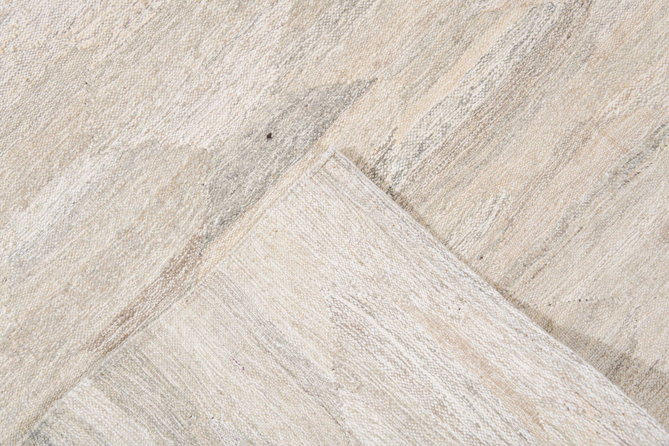 10' x 14' one-of-a-kind handmade vintage Tulu large size rug. Color palette: ivory, cream, taupe, light gray, beige, gray