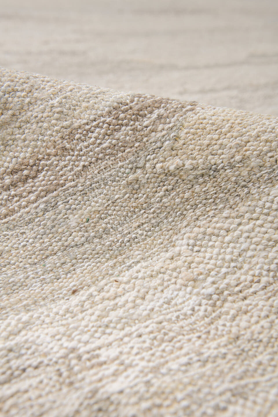 10' x 14' one-of-a-kind handmade vintage Tulu large size rug. Color palette: ivory, cream, taupe, light gray, beige, gray