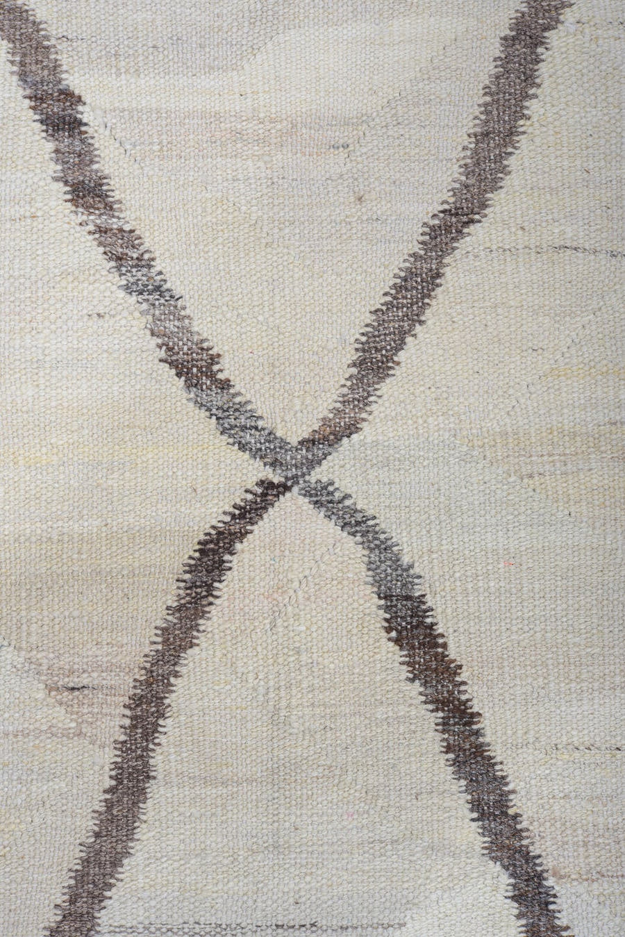 10' x 13' one-of-a-kind handmade vintage Kilim large size rug. Color palette: ivory, charcoal, taupe, gray, black, beige