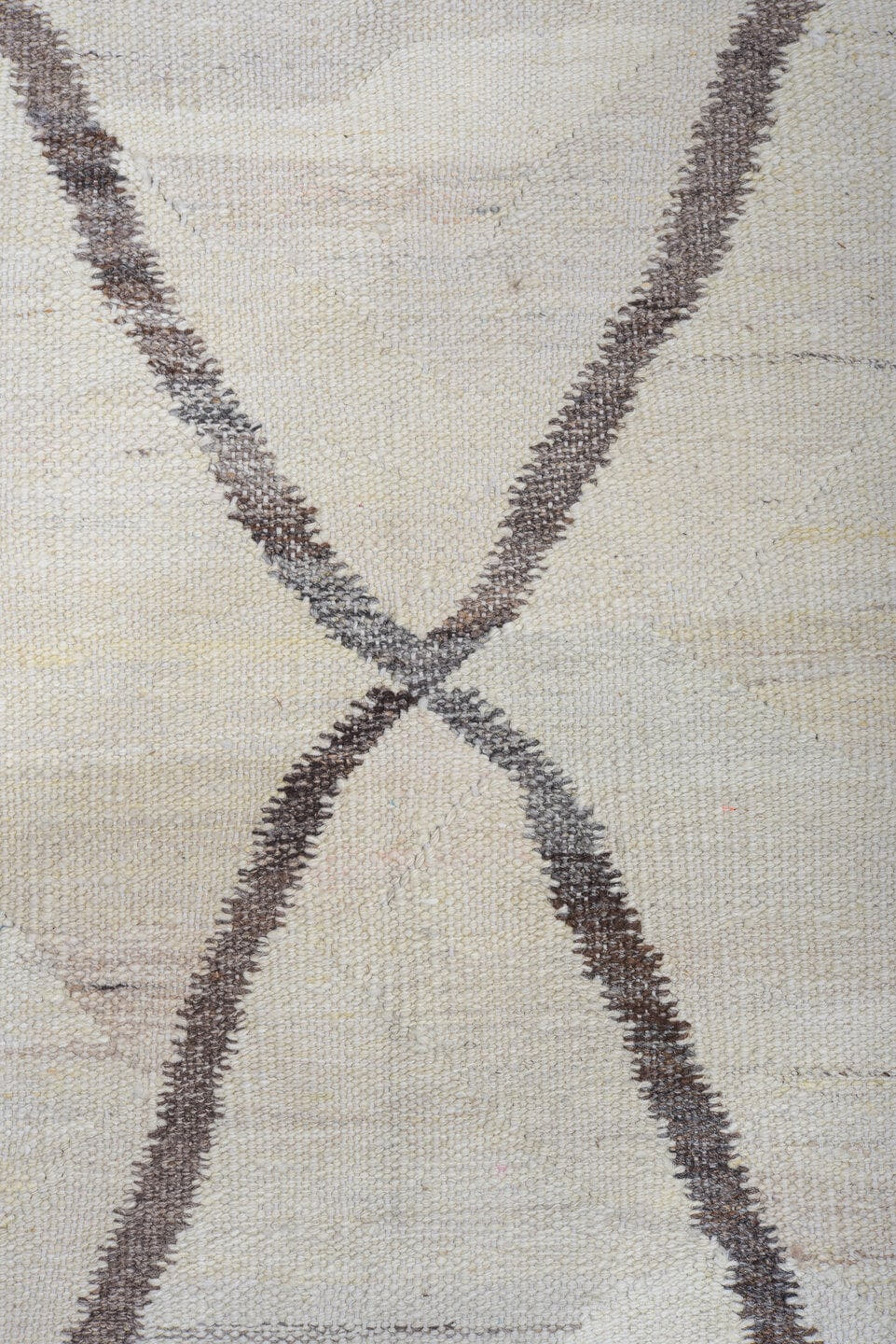 10' x 13' one-of-a-kind handmade vintage Kilim large size rug. Color palette: ivory, charcoal, taupe, gray, black, beige