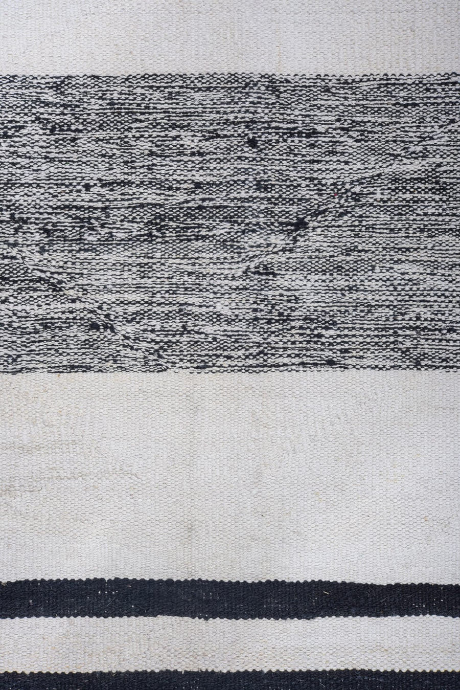 11' x 15' one-of-a-kind handmade vintage Tulu oversize rug. Color palette: ivory, charcoal, black, gray