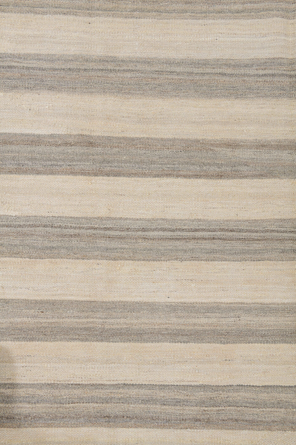 9' x 13' one-of-a-kind handmade vintage Kilim large size rug. Color palette: ivory, gray, taupe, beige