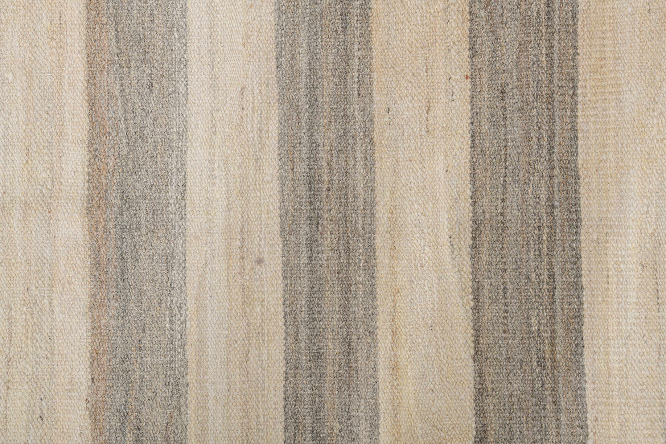 9' x 13' one-of-a-kind handmade vintage Kilim large size rug. Color palette: brown, gray, light gray, linen, off-white