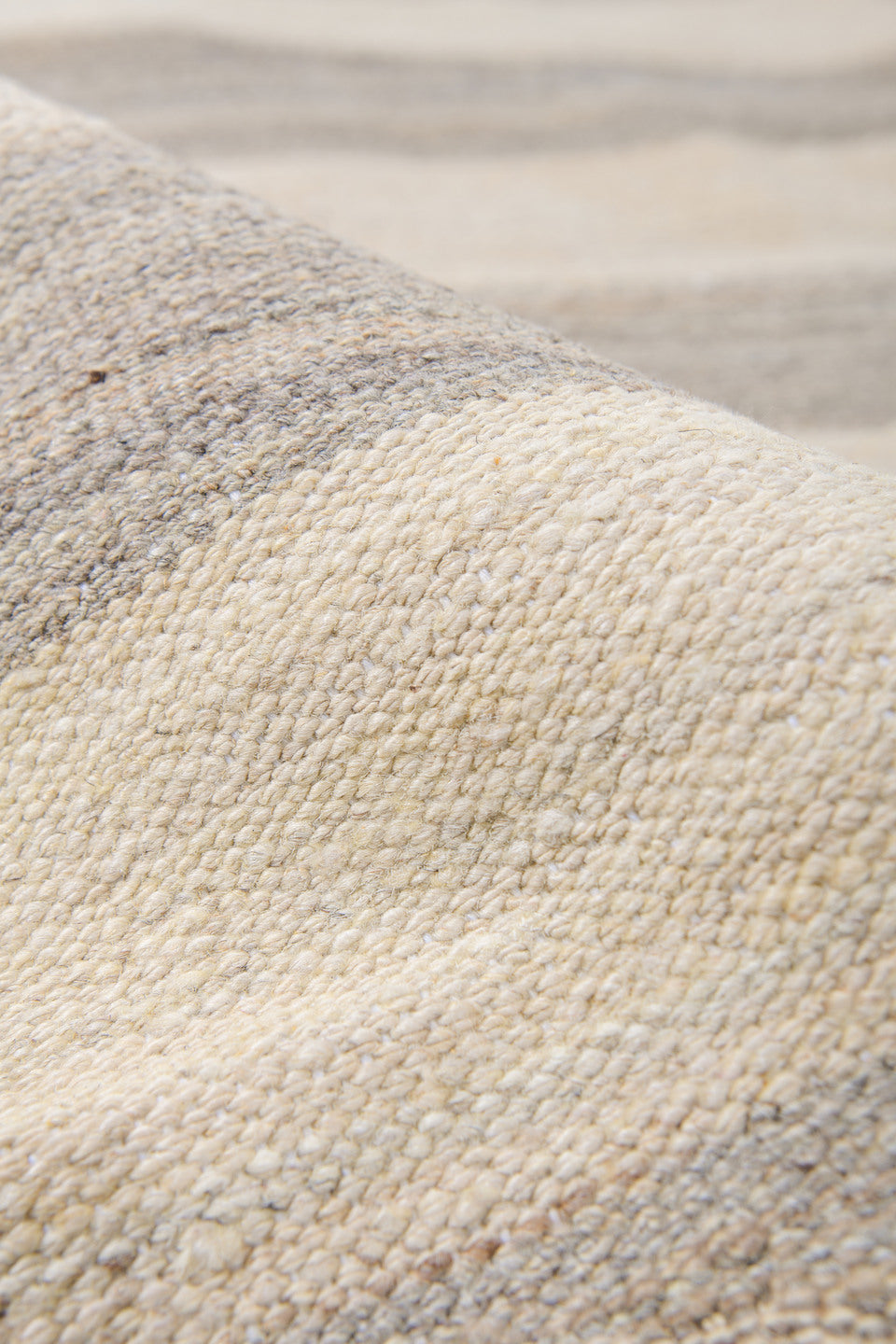 9' x 13' one-of-a-kind handmade vintage Kilim large size rug. Color palette: brown, gray, light gray, linen, off-white