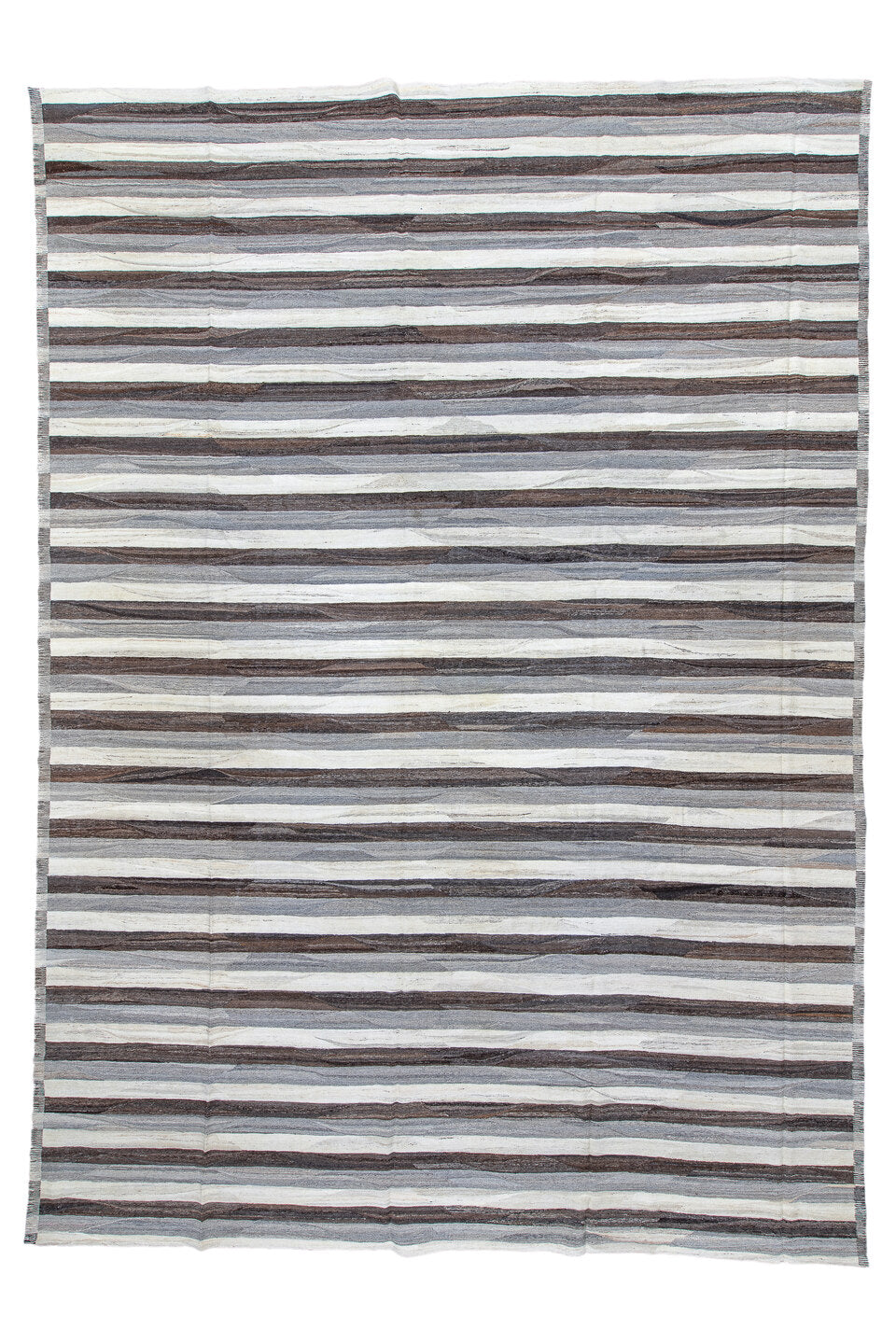 14' x 20' one-of-a-kind handmade vintage Tulu oversize rug. Color palette: black, blue, charcoal, dark gray, dim gray