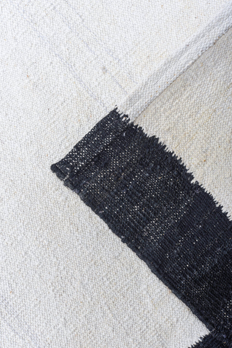 12' x 18' one-of-a-kind handmade vintage Kilim oversize rug. Color palette: ivory, charcoal, gray, black