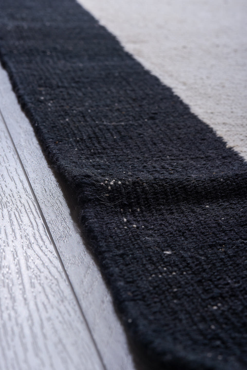 12' x 18' one-of-a-kind handmade vintage Kilim oversize rug. Color palette: ivory, charcoal, gray, black